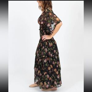 [By Timo] Black Floral Flowy Maxi Dress - Size XS NWT